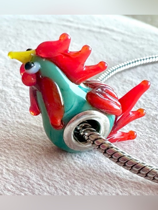 Jewelry - Murano glass Lampwork Rooster charm bead